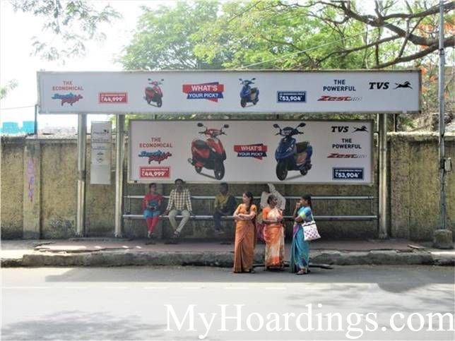 Cost of Bus Shelter Advertising at Bharathi Arts College 3 in Chennai, Outdoor Media Agency Chennai, Tamil Nadu 